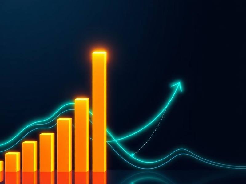 Ascending bars and growth curve representing digital marketing